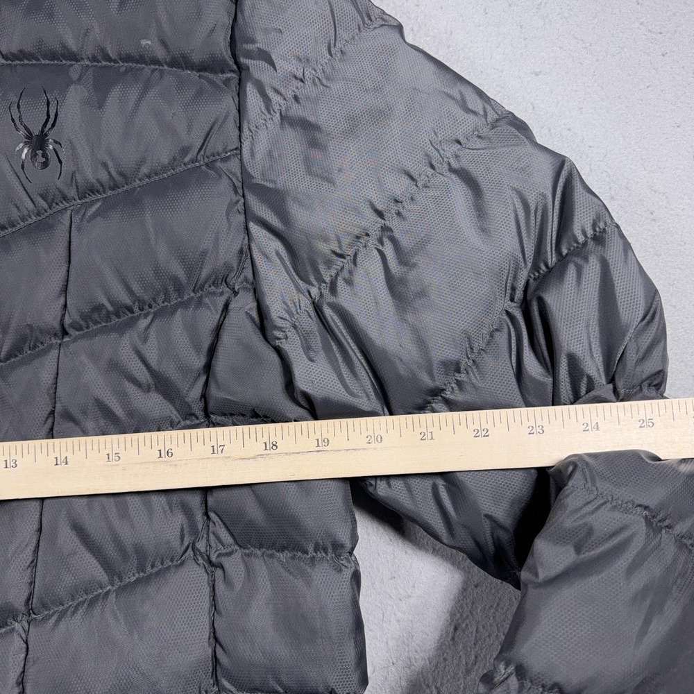 Spyder Down Puffer Jacket Men Small Quilted Full Zip  Gray Outdoor Hiking - Picture 5 of 11